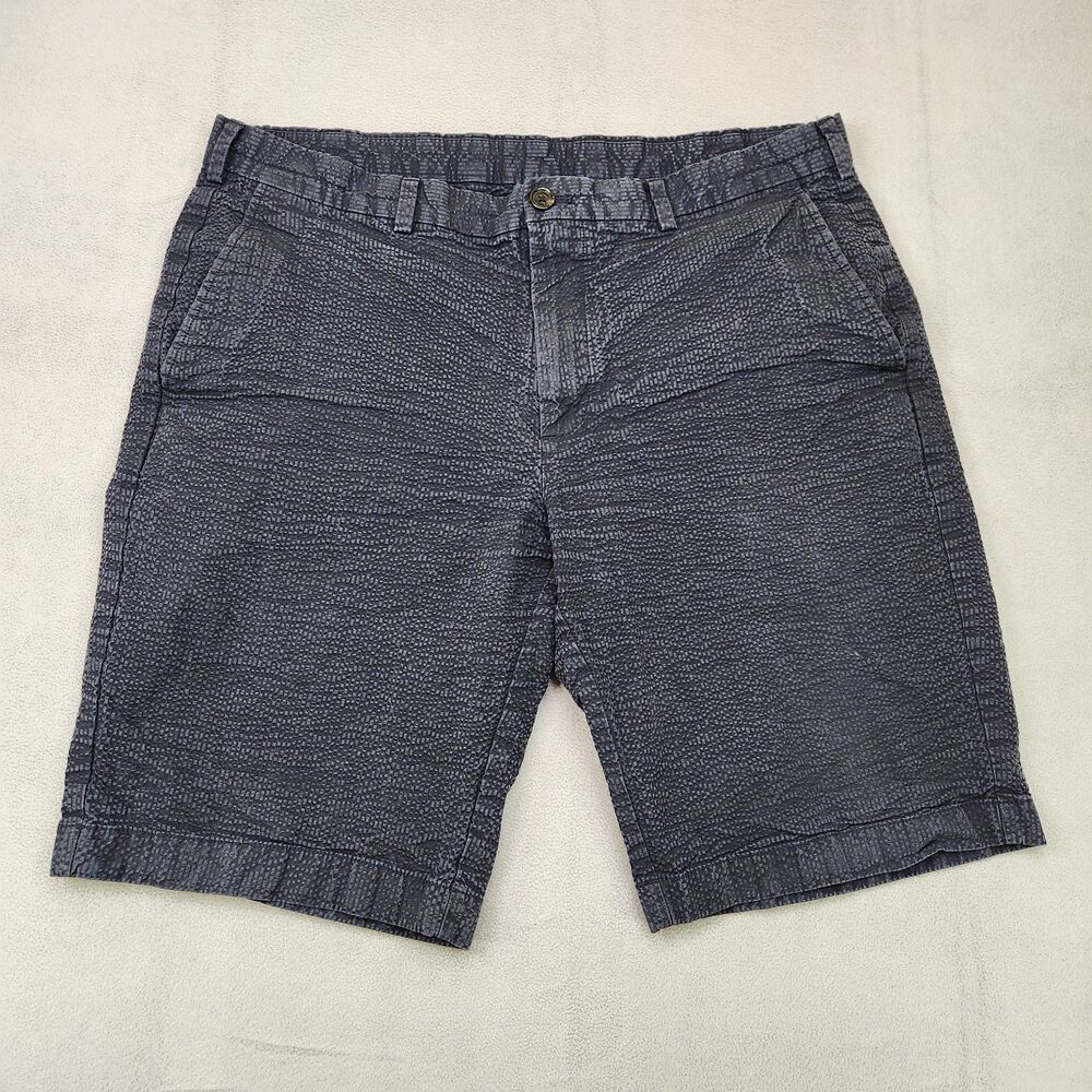 Brooks Brothers Seersucker Shorts Men's 38 Navy Blue Preppy Cotton Chino 11"
